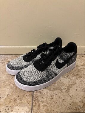 Nike Air Force 1 Flyknit 'Oreo' Black Sneakers, Size 17 AV3042-001